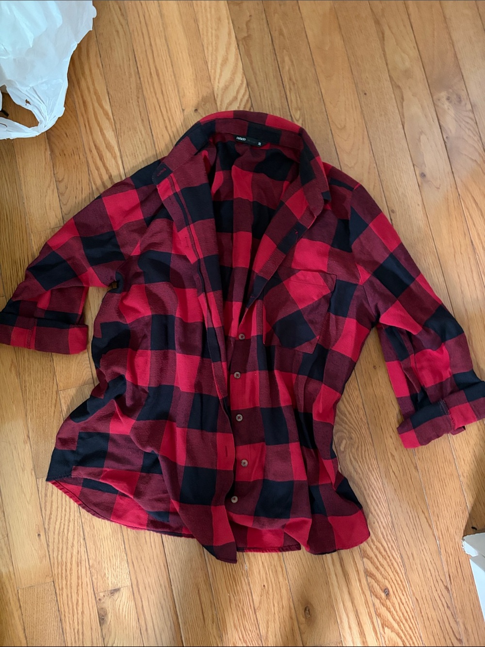 Plaid Button-Down Shirt - Red/Black Flannel